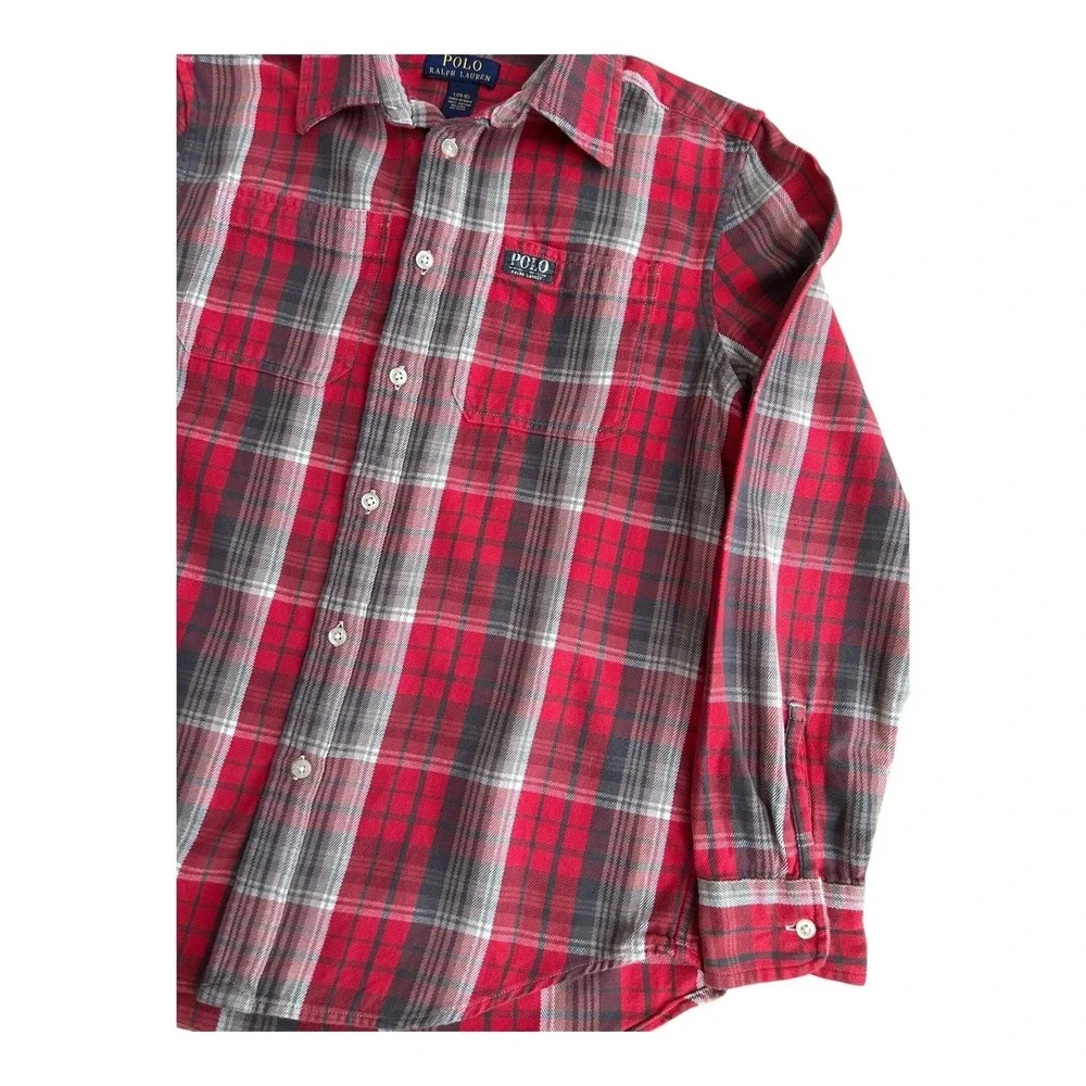 Polo Ralph Lauren Boys Shirt Size L‎ 14-16 Multicolor Plaid Casual Dress